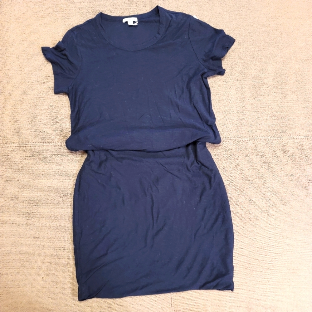 James Perse Short Sleeve Navy Knit T-shirt Dress